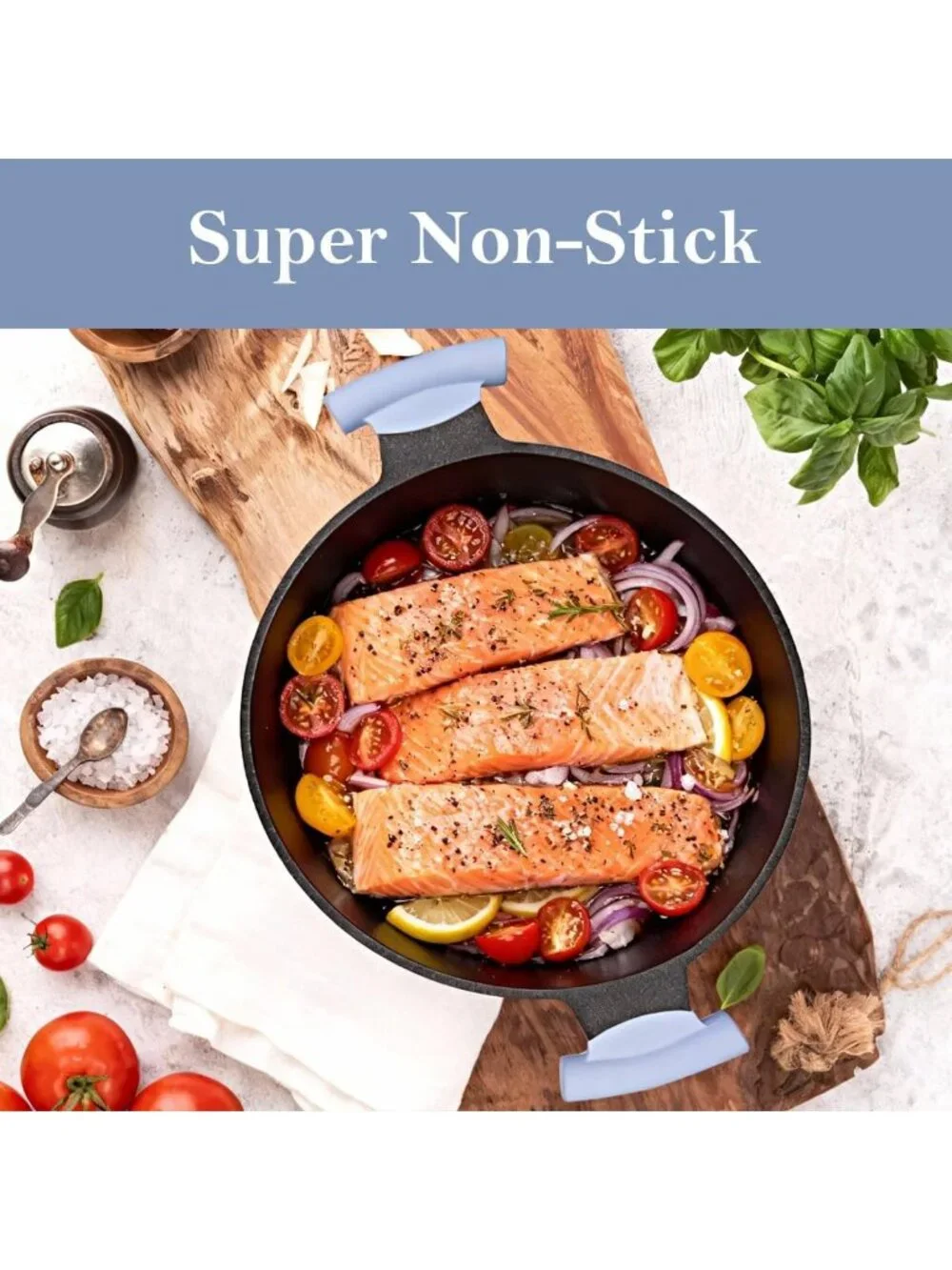 5 Qt Nonstick Dutch Oven with Lid - Lightweight, Durable, Induction Compatible